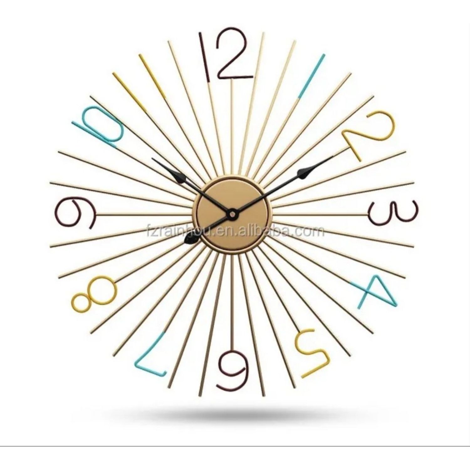 GENERICO RELOJ PARED DORADO DISEÑO SOL MODERNO