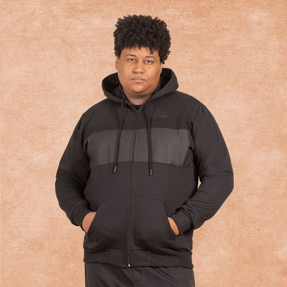 GANGSTER - Plus Poleron Full Zipper Fleece Grain Negro Gangster
