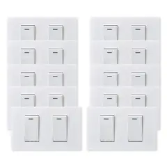 WANT - Pack 10 Interruptores Doble Metálico 9/12 16A - Blanco