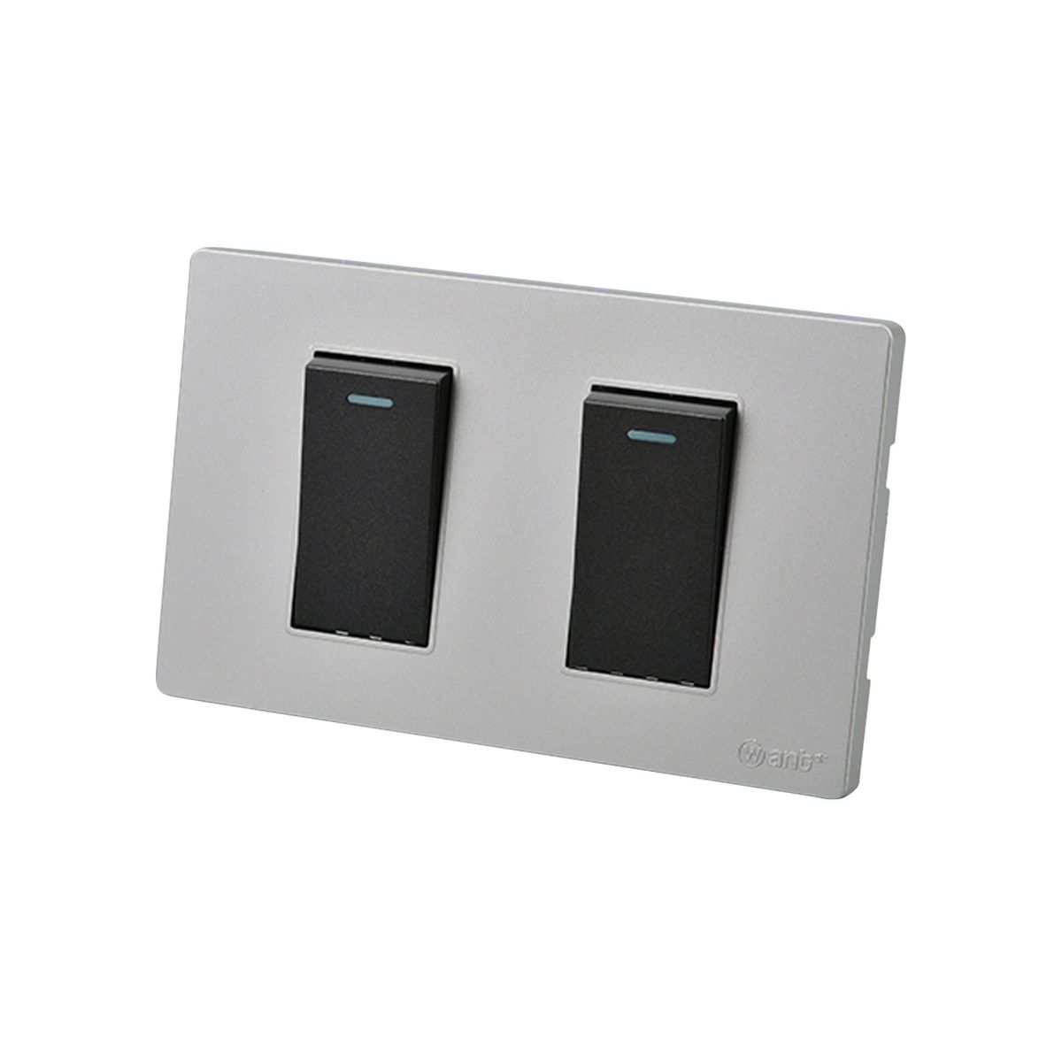 WANT - Pack 10 Interruptores Doble Metálico 9/12 16A - Gris  Negro