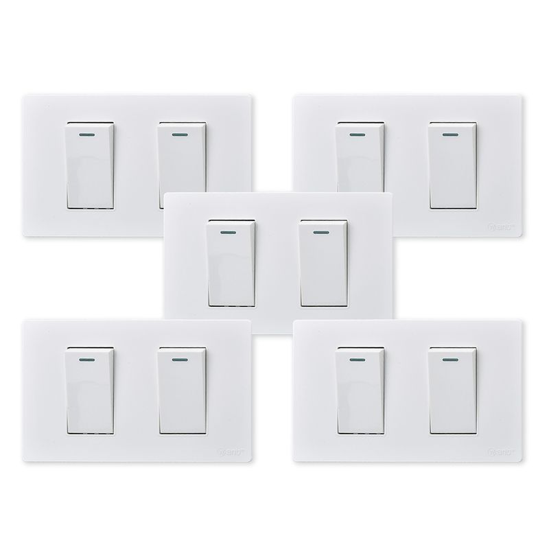 WANT - Pack 5 Interruptores Doble Metálico 9/12 16A - Blanco
