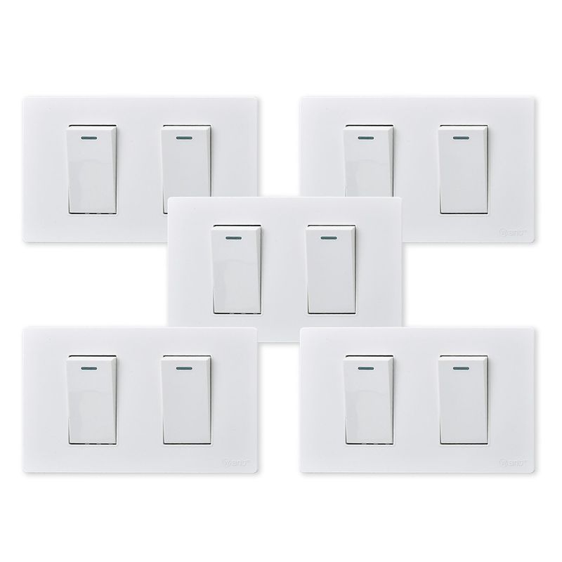 WANT - Pack 5 Interruptores Doble Metálico 9/12 16A - Blanco