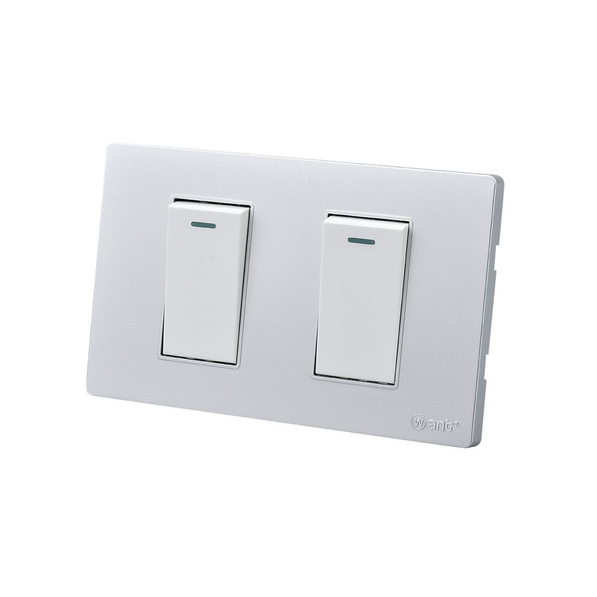 WANT - Pack 5 Interruptores Doble Metálico 9/12 16A - Gris  Blanco