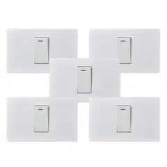 WANT - Pack 5 Interruptores Simple Metálico 9/12 16A - Blanco