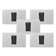 WANT - Pack 5 Interruptores Simple Metálico 9/12 16A - Gris Negro