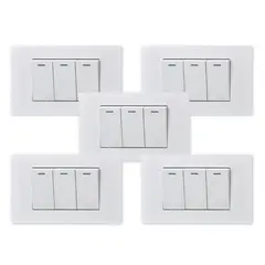 WANT - Pack 5 Interruptores Triple Metálico 9/12 16A - Blanco