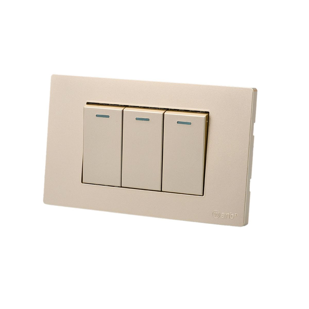 WANT - Pack 5 Interruptores Triple Metálico 9/12 16A - Dorado