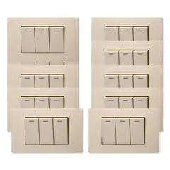 WANT - Pack 10 Interruptores Triple Metálico 9/12 16A - Dorado