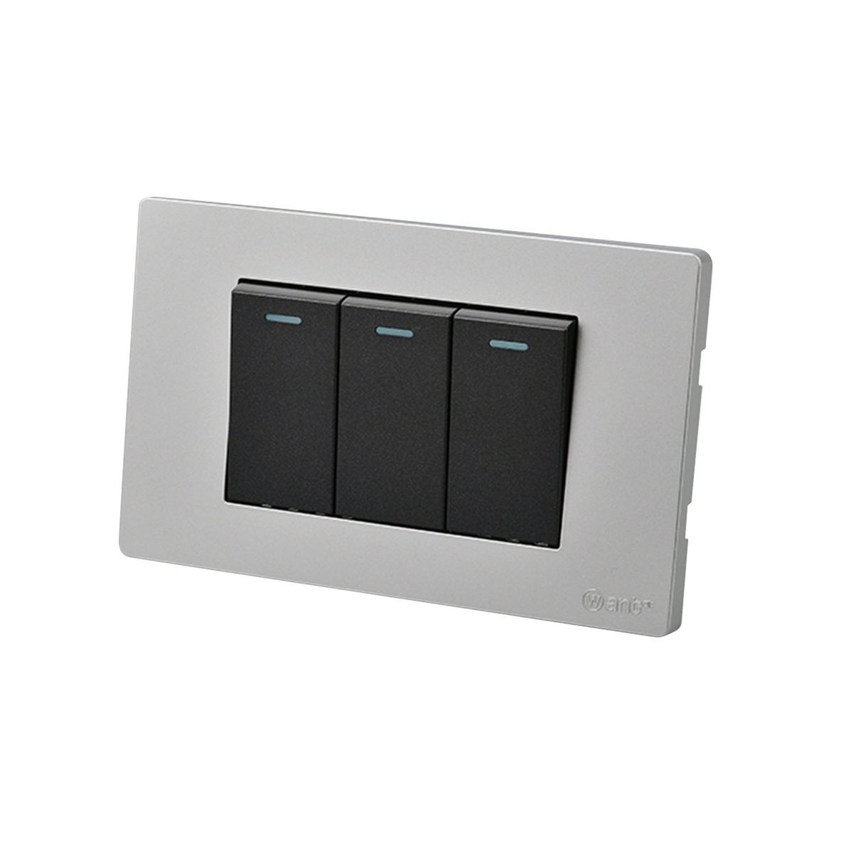 WANT - Pack 10 Interruptores Triple Metálico 9/12 16A - Gris  Negro