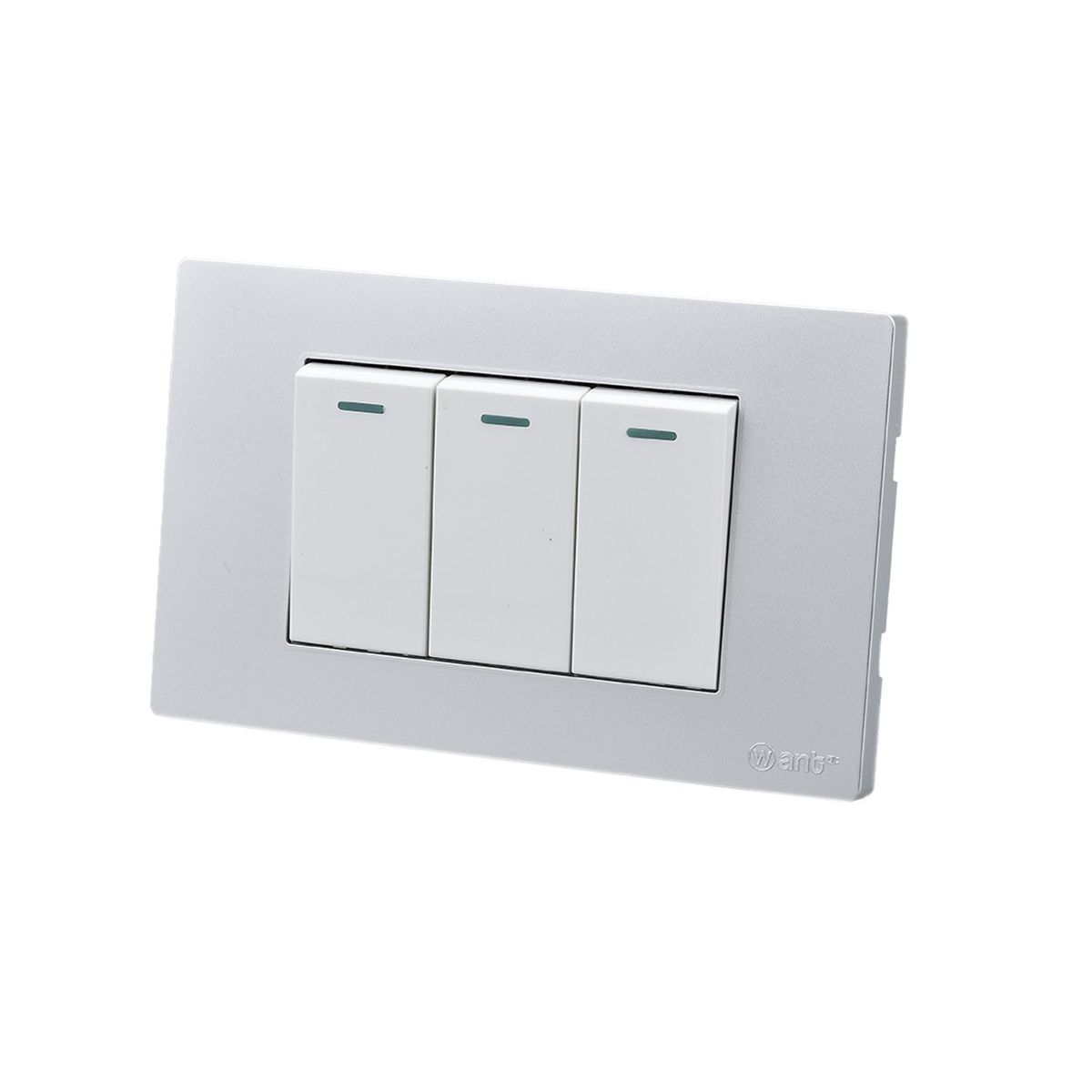 WANT - Pack 10 Interruptores Triple Metálico 9/12 16A - Gris  Blanco