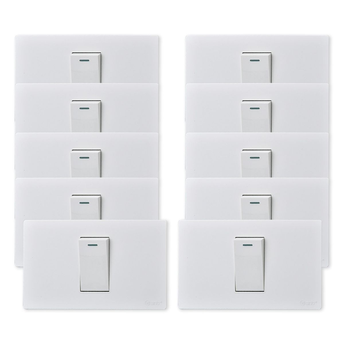 WANT - Pack 10 Interruptores Simple Metálico 9/12 16A - Blanco