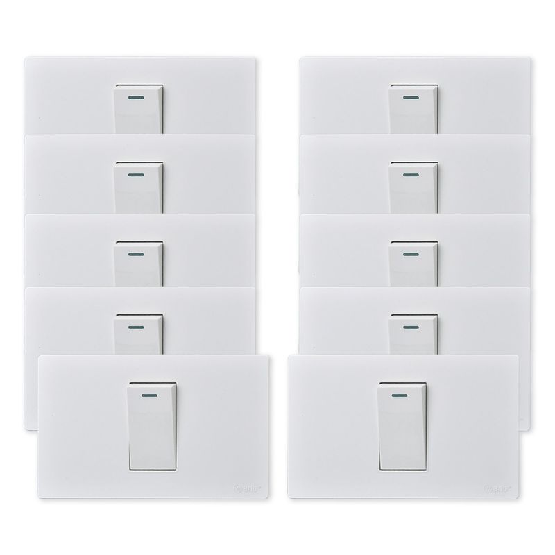 WANT - Pack 10 Interruptores Simple Metálico 9/12 16A - Blanco