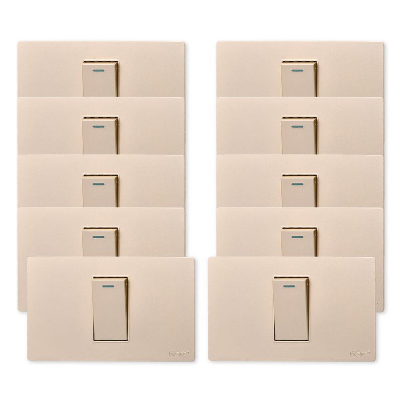 WANT - Pack 10 Interruptores Simple Metálico 9/12 16A - Dorado