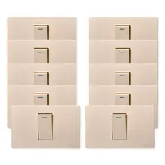 WANT - Pack 10 Interruptores Simple Metálico 9/12 16A - Dorado