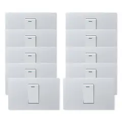 WANT - Pack 10 Interruptores Simple Metálico 9/12 16A - Gris Blanco