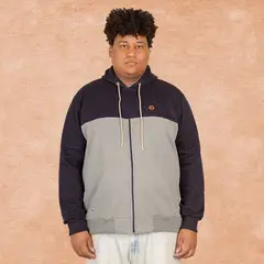 GANGSTER - Plus Poleron Full Zipper Fleece Panel Azul Marino