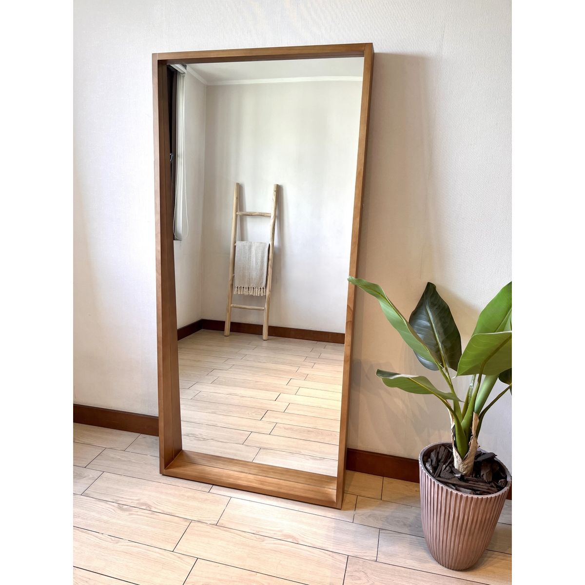 GENERICO - Espejo Madera Rectangular 80x170 cm Piso y Pared Sereno