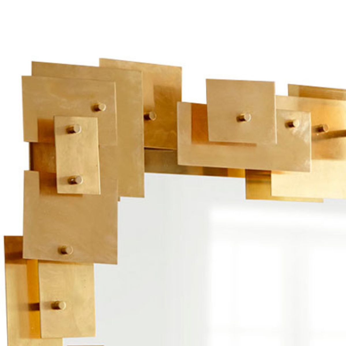 GENERICO - Espejo Decorativo Rectangular 80×120 Marco Cuadrados Metálicos Dorados