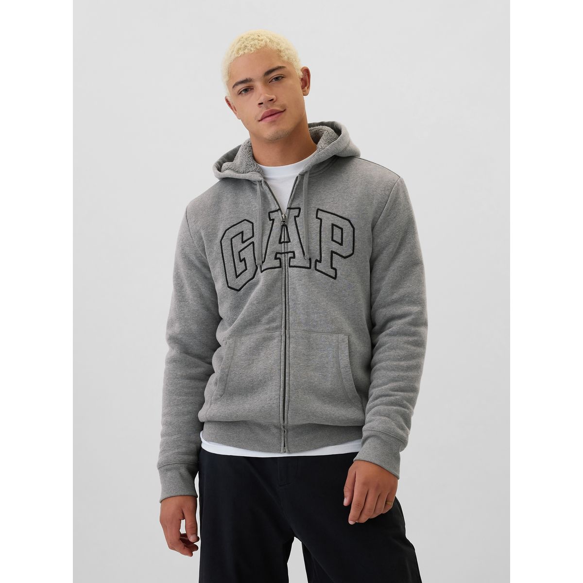 GAP - Polerón Hombre Logo Sherpa Gris
