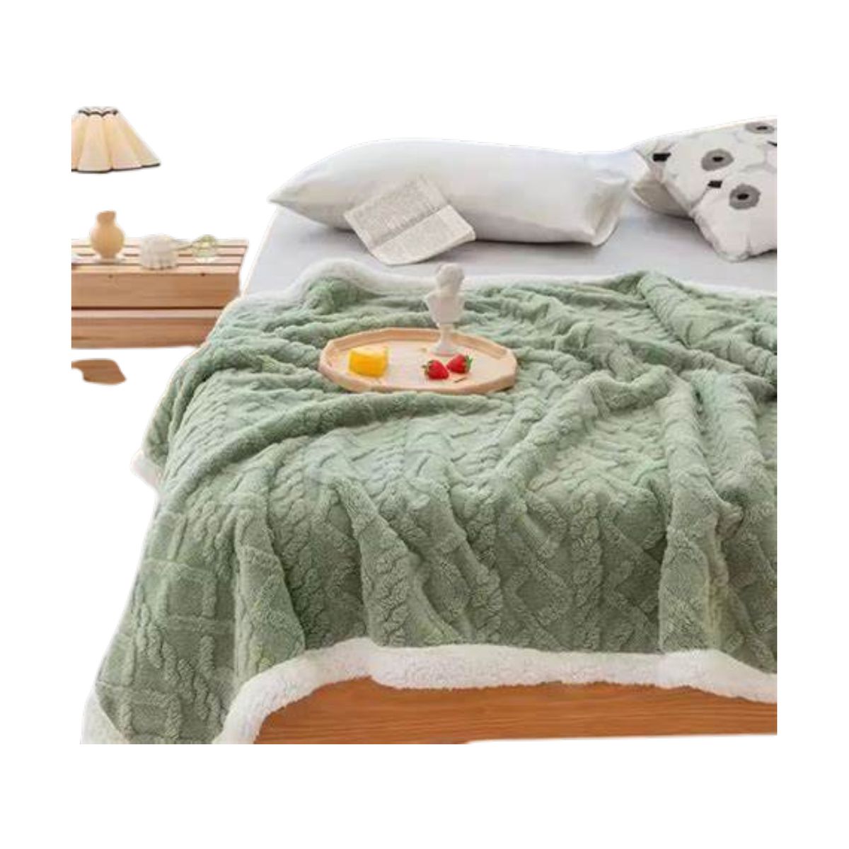 GENERICO - FRAZADA POLAR TERMICA DE 2 PLAZAS VERDE