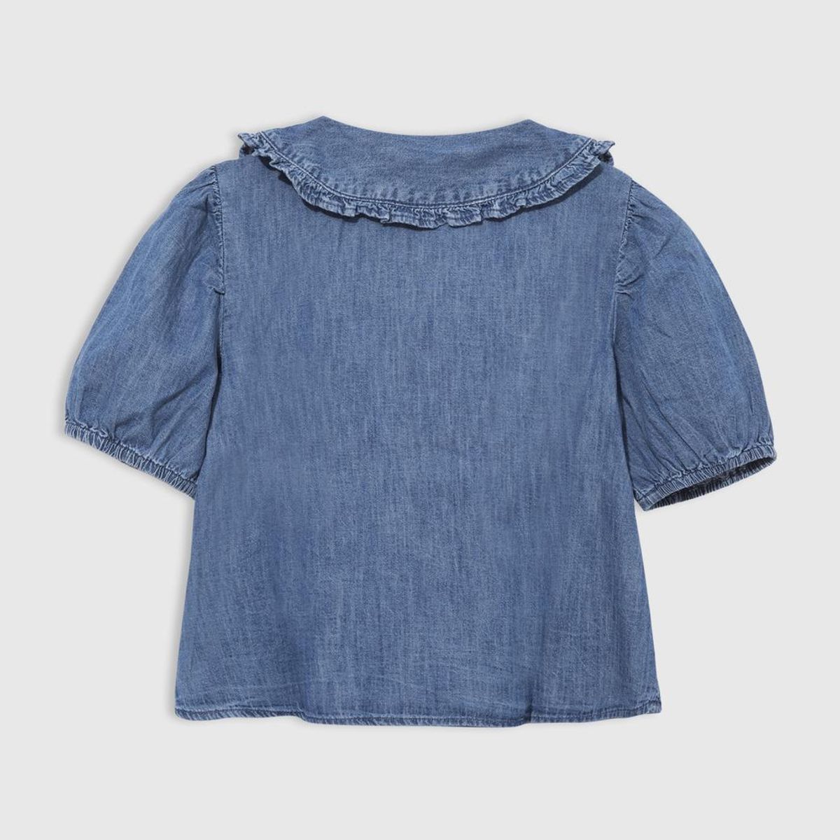 GAP - Blusa GAP Ruffle Denim Manga Corta Niña