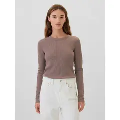 GAP - Polera Mujer Waffle Café