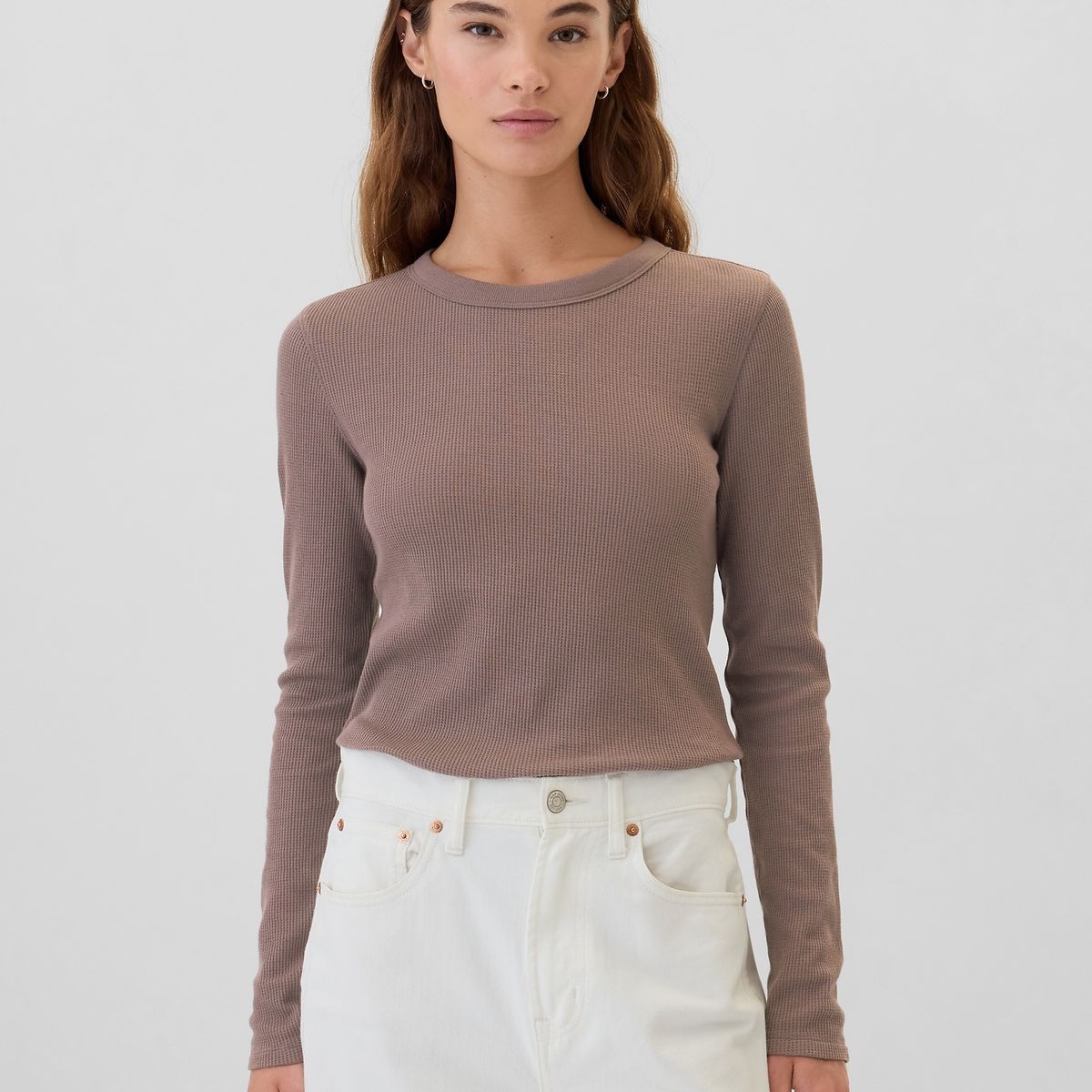 GAP - Polera Mujer Waffle Café