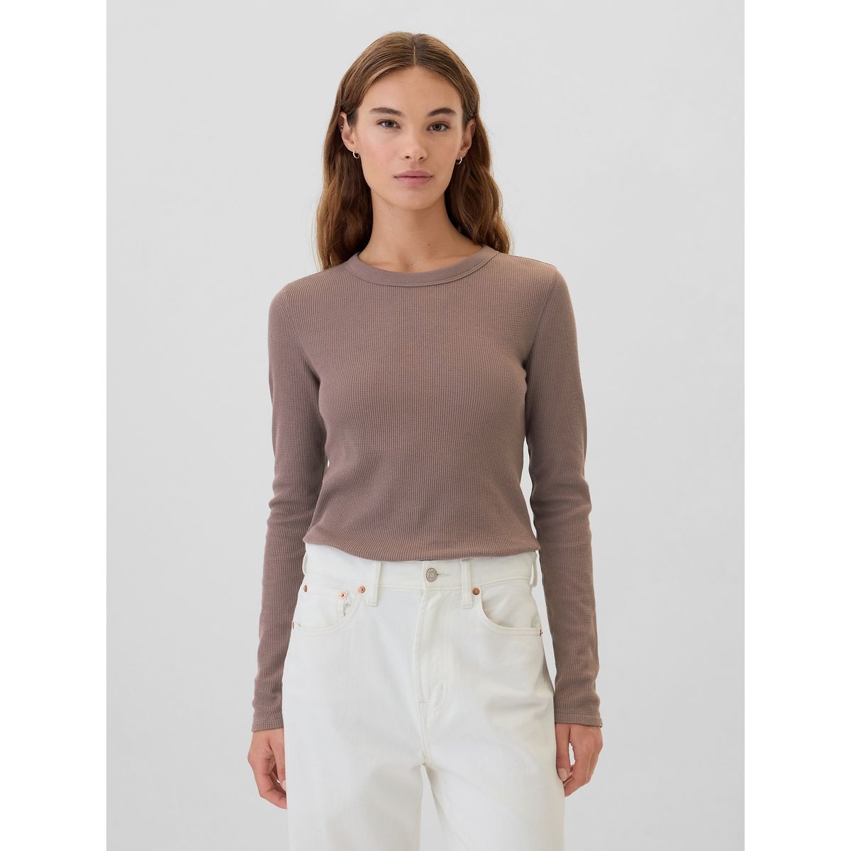 GAP - Polera Mujer Waffle Café