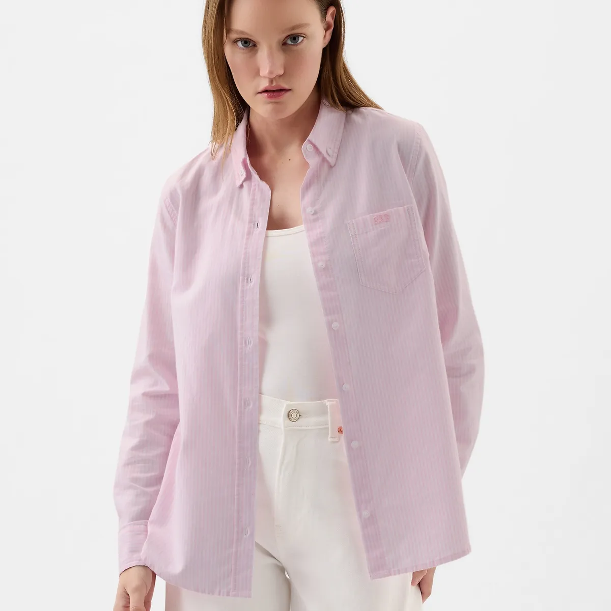GAP - Blusa Mujer Logo Oxford Rosa