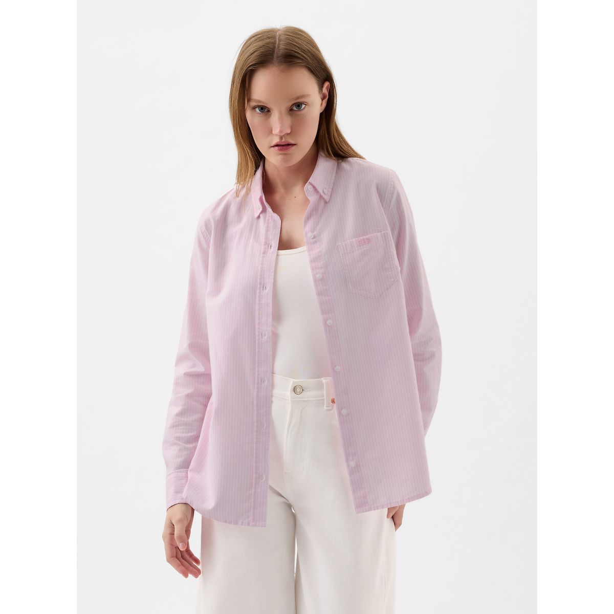GAP - Blusa Mujer Logo Oxford Rosa