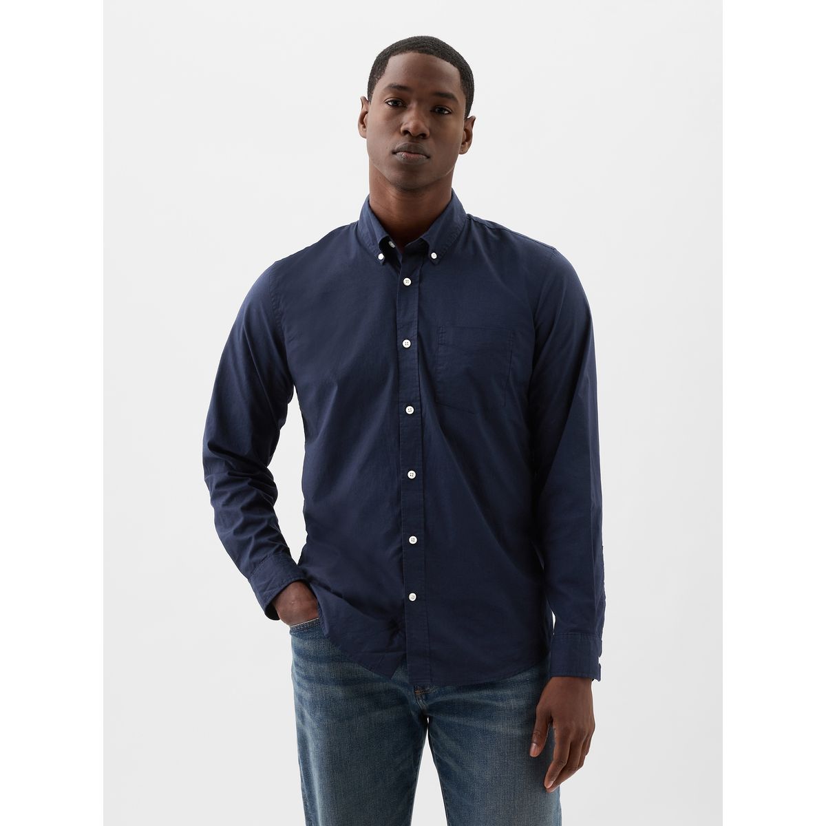 GAP - Camisa Hombre Popelina Azul