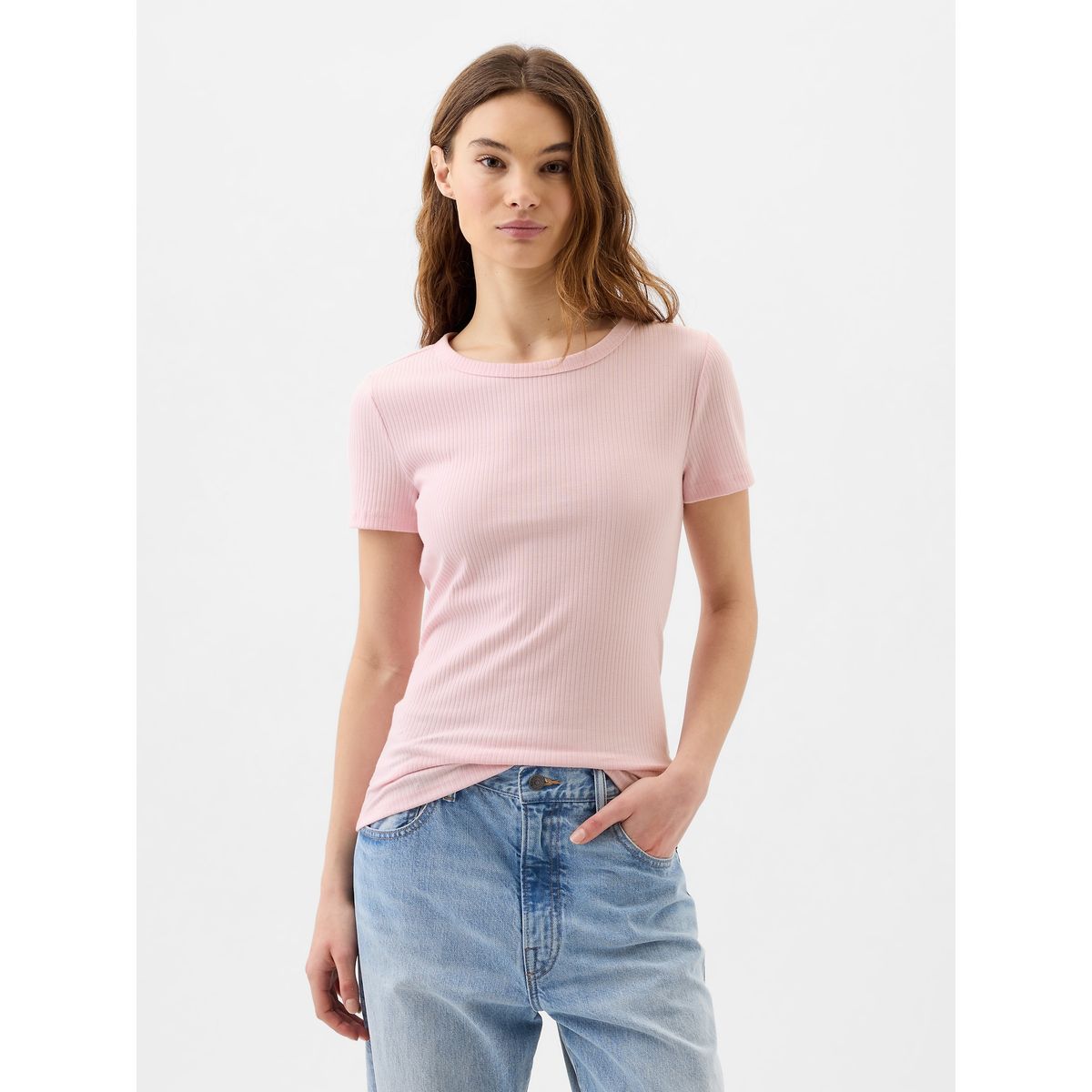GAP - Polera Mujer Ribbed Rosa