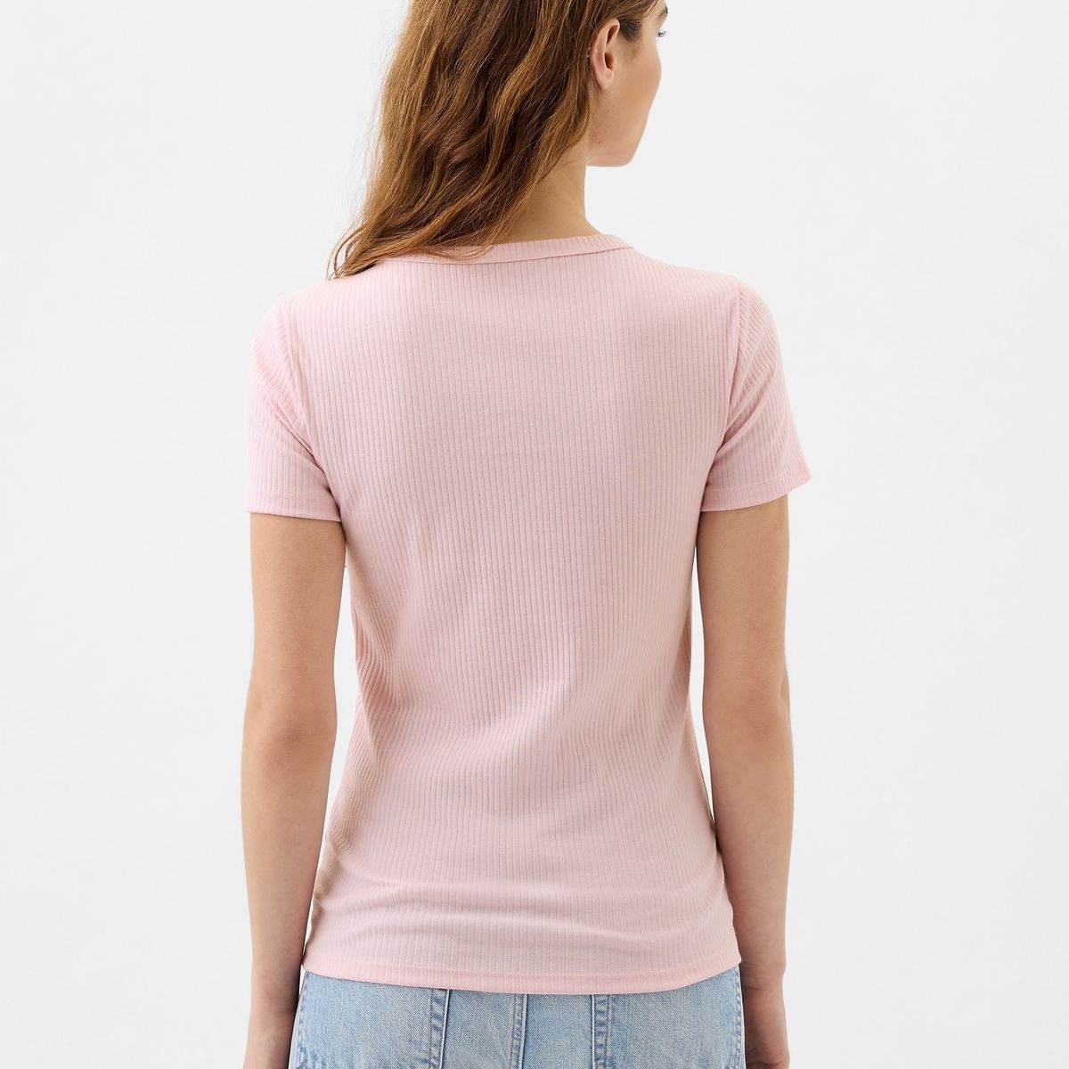 GAP - Polera Mujer Ribbed Rosa