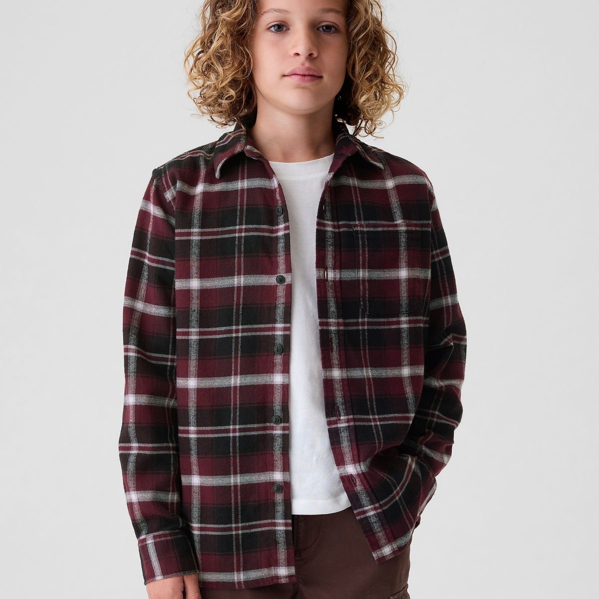 GAP - Camisa Gap Franela Manga Larga Niño Rojo