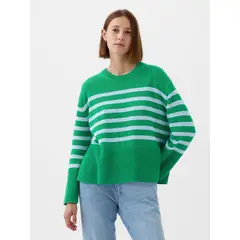 GAP - Sweater Mujer Split-Hem Stripe Verde