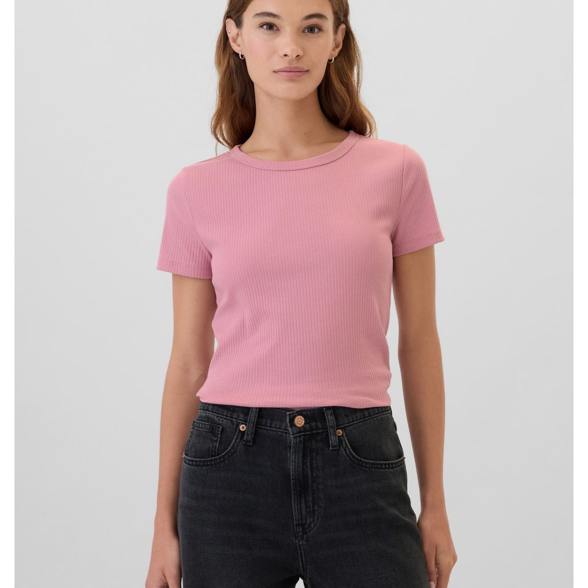 GAP - Polera Mujer Ribbed Rosa