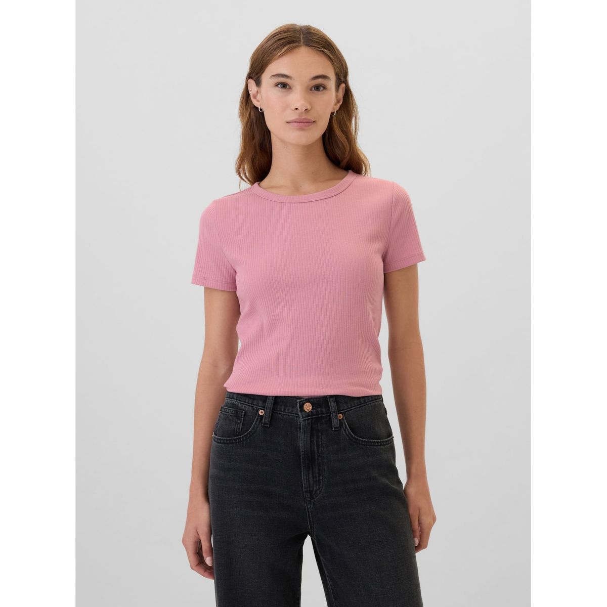 GAP - Polera Mujer Ribbed Rosa
