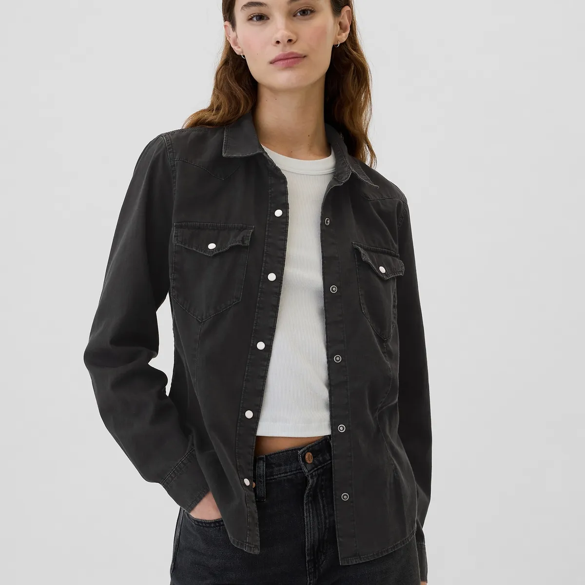 GAP - Camisa Mujer Denim Negro