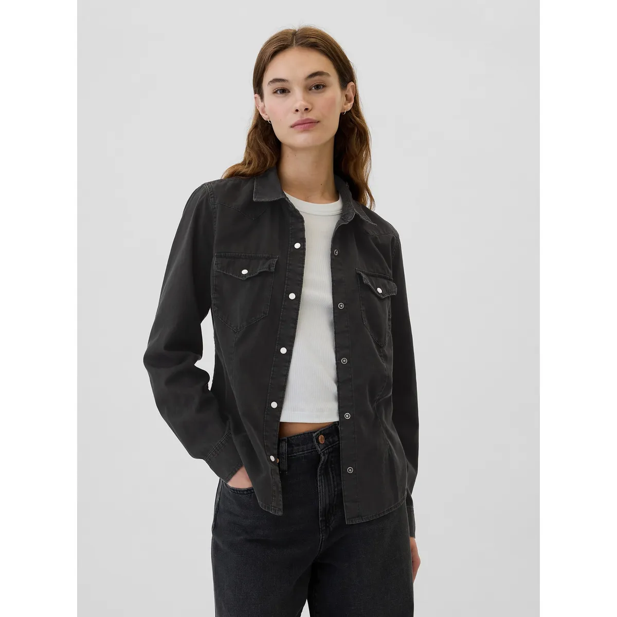 GAP - Camisa Mujer Denim Negro