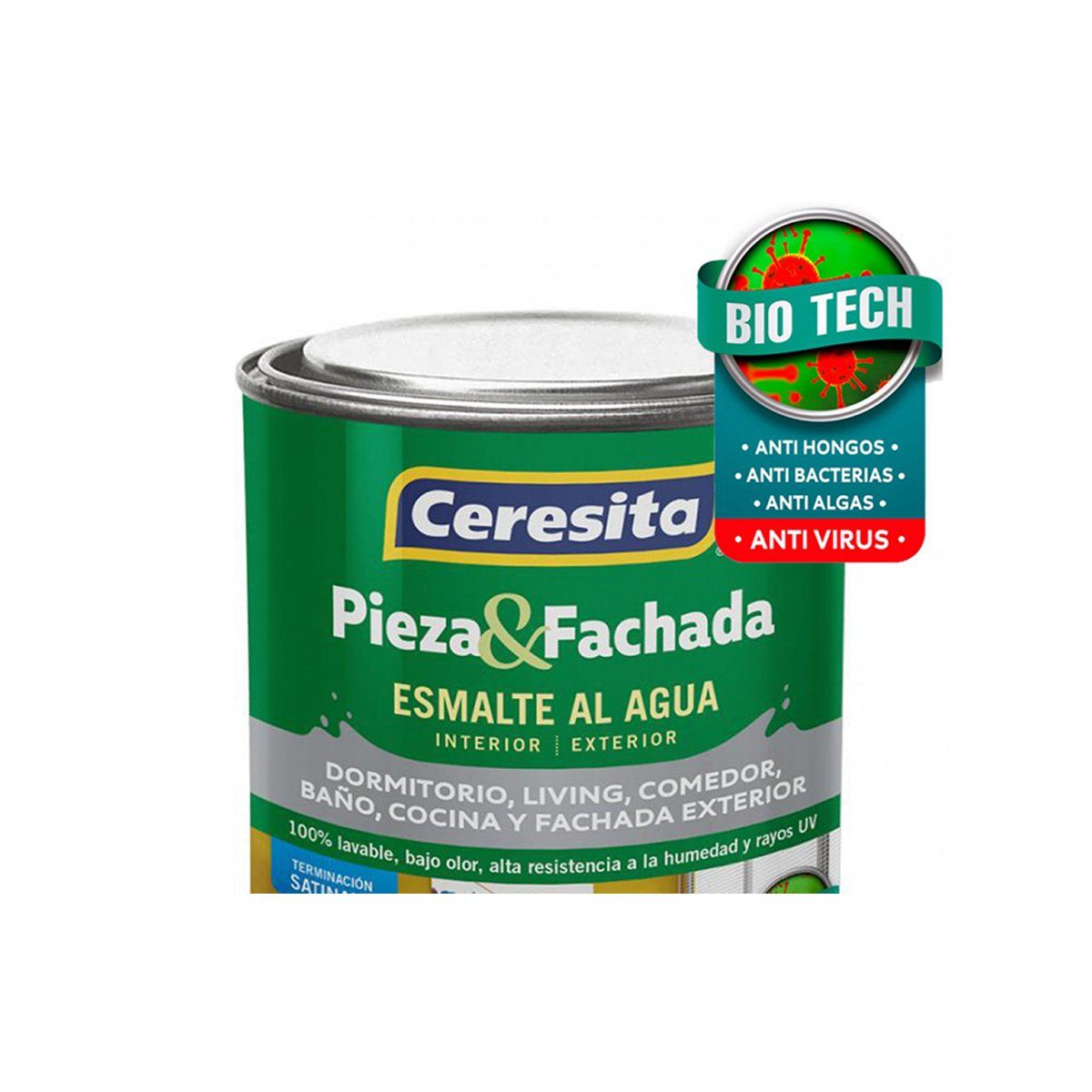CERESITA - Esmalte al agua Pieza y Fachada ¼ galón Blanco Ceresita