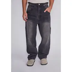 SIOUX - Jeans Hombre Wide Leg Cinturon Negro