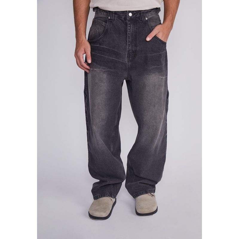 SIOUX - Jeans Hombre Wide Leg Cinturon Negro Sioux