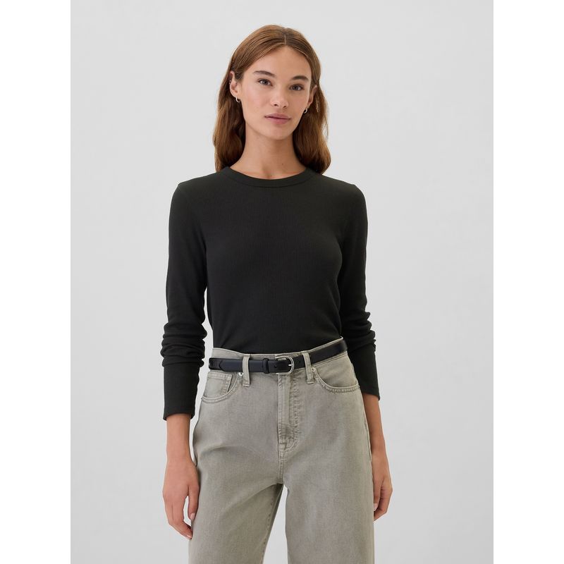 GAP - Polera Mujer Waffle Negro