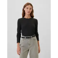 GAP - Polera Mujer Waffle Negro