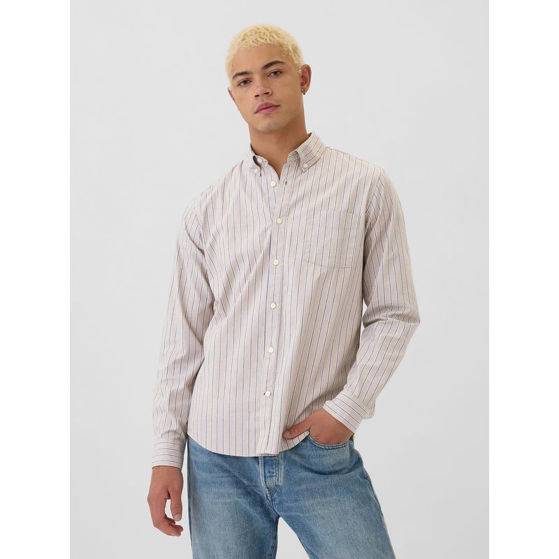 GAP - Camisa Hombre Standard Fit Beige