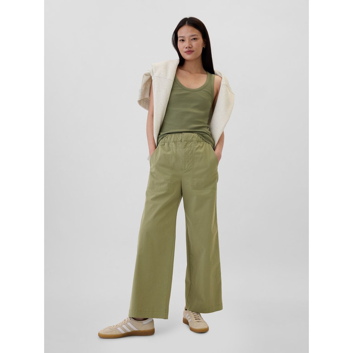 GAP - Pantalón Gap Wide Leg Khakis Mujer Verde