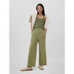 GAP - Pantalón Mujer Wide Leg Verde