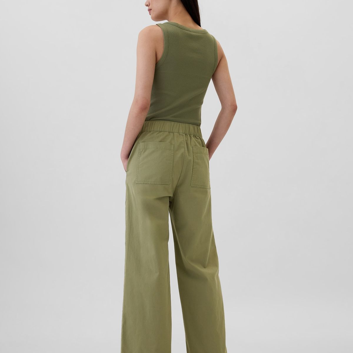 GAP - Pantalón Gap Wide Leg Khakis Mujer Verde