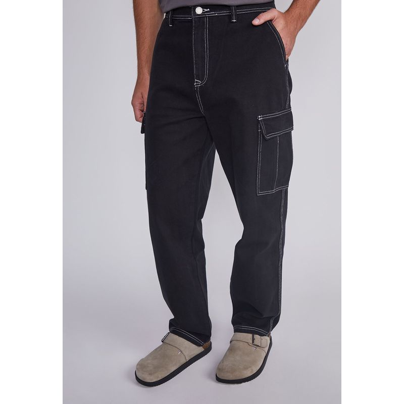 SIOUX - Jeans Hombre Cargo Contraste Negro Sioux