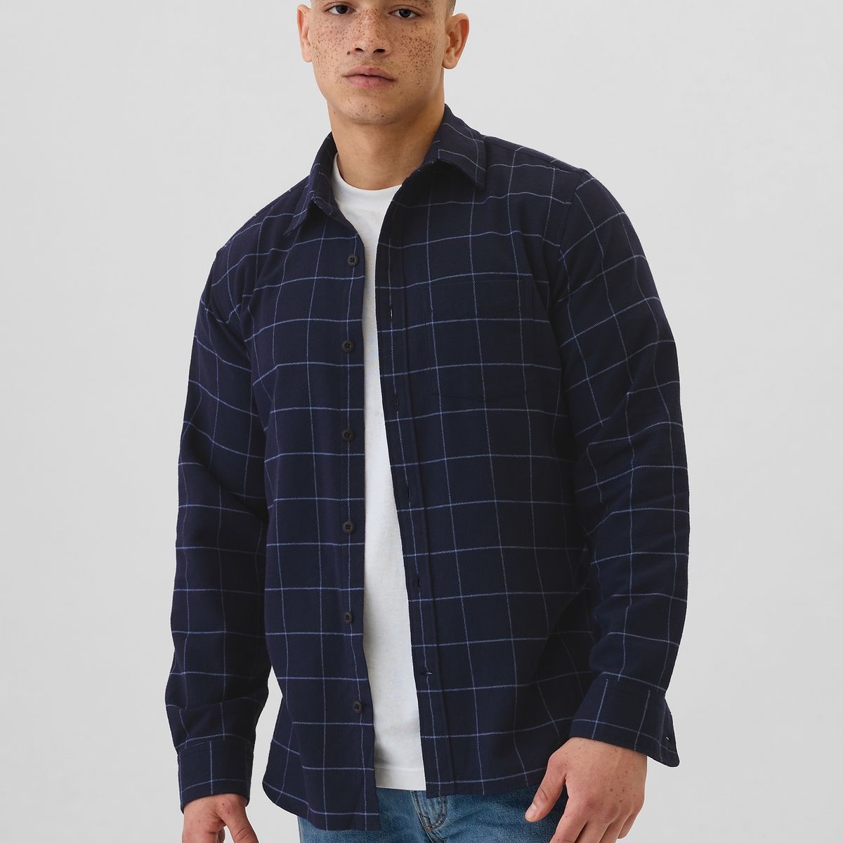 GAP - Camisa Hombre Franela Azul